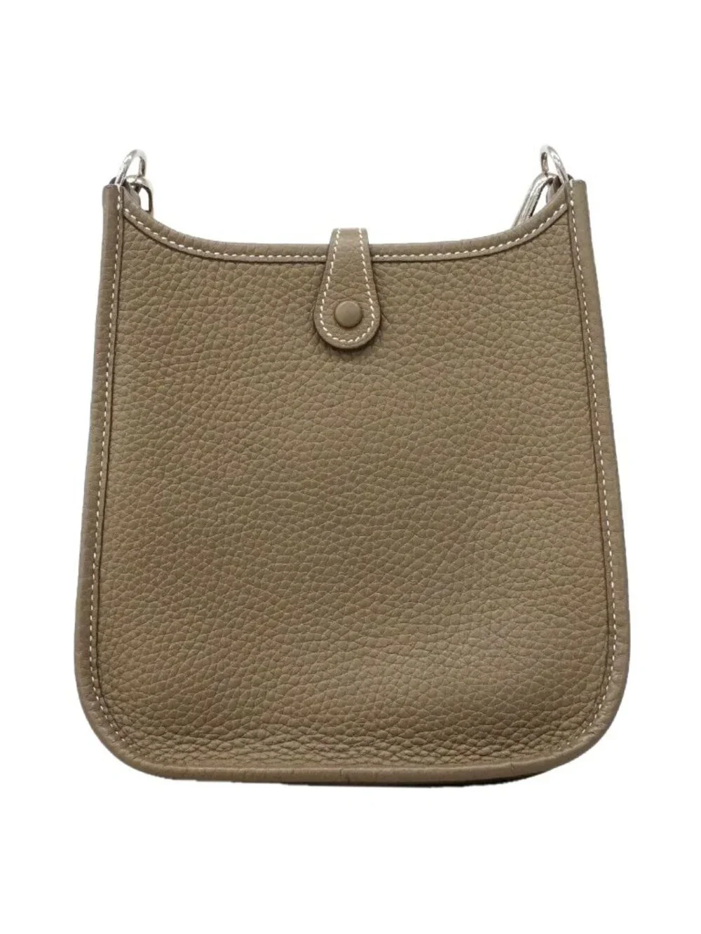 Hermes Shoulder Bag Evelyne TPM Taurillon Clemence Etoupe Silver